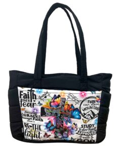VELYZE Faith Flower Butterfly Puffy Tote Bag